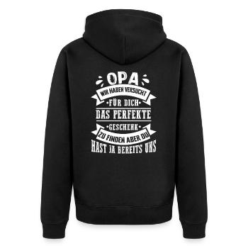 OPA Wir Haben Versucht Für Dich Das Perfekte Gesch - Unisex Premium Bio Zip Hoodie - Schwarz - Hinten - Nico (187cm)