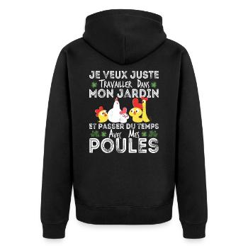 Garten Und Hühner Humor Geschenkidee für Gärtner - Unisex Premium Bio Zip Hoodie - Schwarz - Hinten - Nico (187cm)