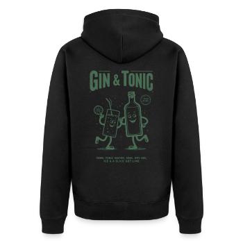 Gin and Tonic - Unisex Premium Bio Zip Hoodie - Schwarz - Hinten - Nico (187cm)