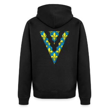 Val de Marne - Unisex Premium Bio Zip Hoodie - Schwarz - Hinten - Nico (187cm)
