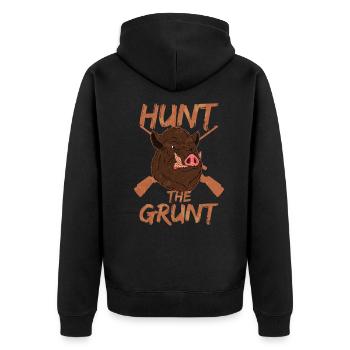 Schweinejagd Und Wildschweinjagd - Unisex Premium Bio Zip Hoodie - Schwarz - Hinten - Nico (187cm)