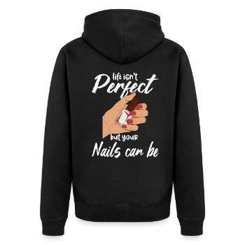 Nail technician fingernails - Unisex Premium Organic Zip Hoodie - black - Back - Nico (187cm)