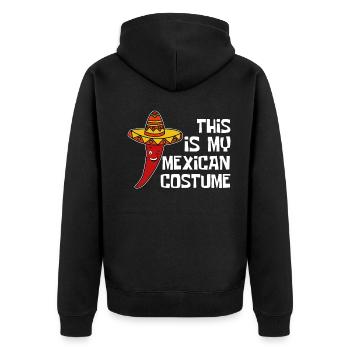 Mexikanisches Coustume Chili & Sombrero - Unisex Premium Bio Zip Hoodie - Schwarz - Hinten - Nico (187cm)