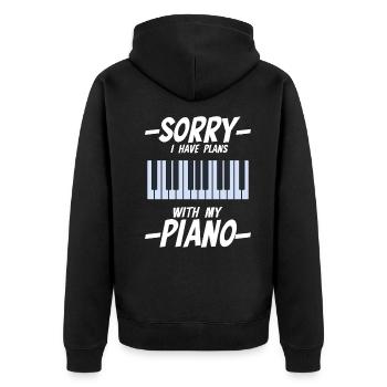 Piano Spieler Klaviertasten - Unisex Premium Bio Zip Hoodie - Schwarz - Hinten - Nico (187cm)