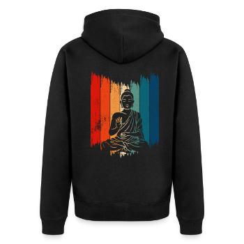 Bouddha méditatif Bouddha vintage - Veste à capuche bio Premium Unisexe - noir - Dos - Nico (187cm)