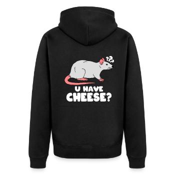 Sweet Rat Rat Cheese - Unisex Premium Organic Zip Hoodie - black - Back - Nico (187cm)