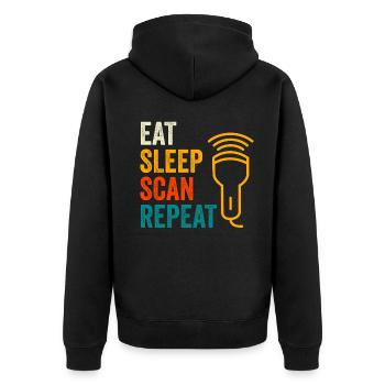 Sonograph Sonographie Scan - Unisex Premium Bio Zip Hoodie - Schwarz - Hinten - Nico (187cm)