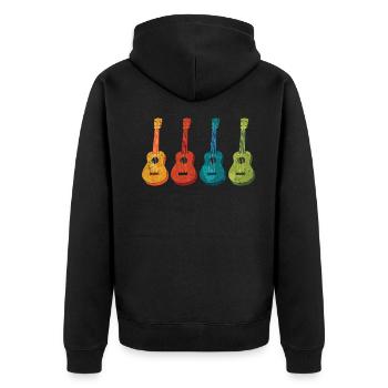 Ukulelen Retro - Unisex Premium Bio Zip Hoodie - Schwarz - Hinten - Nico (187cm)