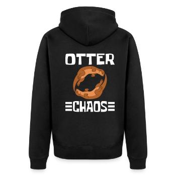 Otter and Sea Otter Chaos - Unisex Premium Organic Zip Hoodie - black - Back - Nico (187cm)