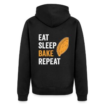Eat Sleep Bake Empanadas - Unisex Premium Organic Zip Hoodie - black - Back - Nico (187cm)