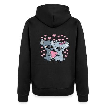 Saint-Valentin Couple Koalas Doux Koalas - Veste à capuche bio Premium Unisexe - noir - Dos - Nico (187cm)
