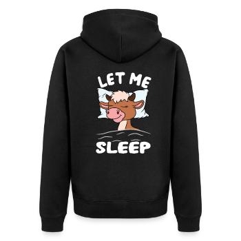 Schlafende Ziege Lass mich schlafen - Unisex Premium Bio Zip Hoodie - Schwarz - Hinten - Nico (187cm)