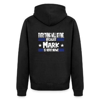 Alles Wird Gut, Denn Mark Ist Jetzt Hier - Unisex Premium Bio Zip Hoodie - Schwarz - Hinten - Nico (187cm)