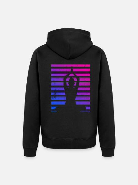 Retro Meditation Funny Meditation - Unisex Premium Organic Zip Hoodie - black
