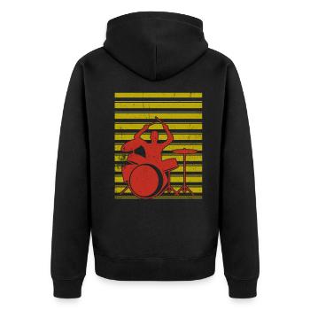 Schlagzeuger Schlagzeug - Unisex Premium Bio Zip Hoodie - Schwarz - Hinten - Nico (187cm)