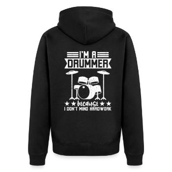 Je suis un batteur Travail acharné - Veste à capuche bio Premium Unisexe - noir - Dos - Nico (187cm)