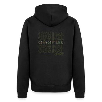 Original Junglist DNB Drum n Bass Darkside Remix - Unisex Premium Bio Zip Hoodie - Schwarz - Hinten - Nico (187cm)