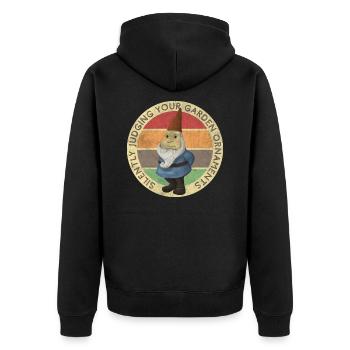 Lustiges Gartentee stumm beurteilen Gartenzwerg - Unisex Premium Bio Zip Hoodie - Schwarz - Hinten - Nico (187cm)
