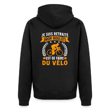 je suis retraité mon boulot est de faire du vélo - Veste à capuche bio Premium Unisexe - noir - Dos - Nico (187cm)