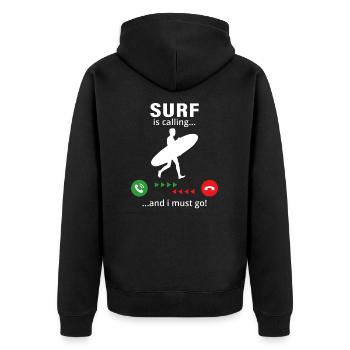 Le surf m’appelle et je dois y aller - Veste à capuche bio Premium Unisexe - noir - Dos - Nico (187cm)