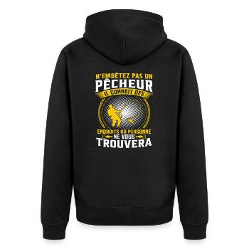pêche cadeau pêcheur - Veste à capuche bio Premium Unisexe - noir - Dos - Nico (187cm)