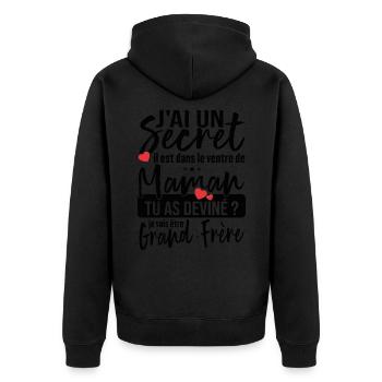 J'ai Un Secret - Devenir Grand-Frère Cadeau Humour - Veste à capuche bio Premium Unisexe - noir - Dos - Nico (187cm)