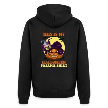 This Is My Halloween Pajama Shirt Funny Pumpkin - Unisex Premium Organic Zip Hoodie - black - Back - Nico (187cm)