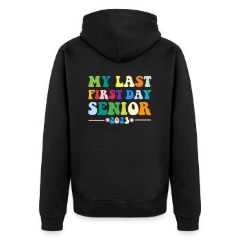 Mon dernier premier jour de classe senior de 2023 - Veste à capuche bio Premium Unisexe - noir - Dos - Nico (187cm)
