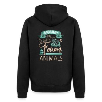 Maman qui aime les animaux de ferme - Cow Pig Goat Lover - Veste à capuche bio Premium Unisexe - noir - Dos - Nico (187cm)