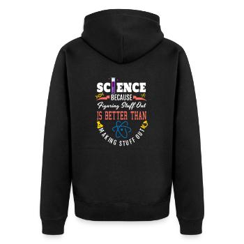 Chemise scientifique, La science est réelle, Science figuration - Veste à capuche bio Premium Unisexe - noir - Dos - Nico (187cm)