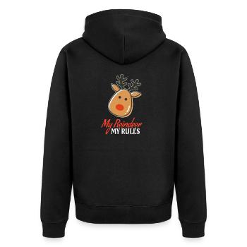My Reindeer My Rules Funny Reindeer Christmas - Unisex Premium Organic Zip Hoodie - black - Back - Nico (187cm)