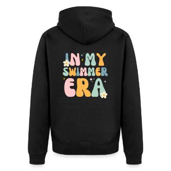 In meiner Schwimmer-Ära - Schwimmen Schwimmen Schwimmbad - Unisex Premium Bio Zip Hoodie - Schwarz - Hinten - Nico (187cm)