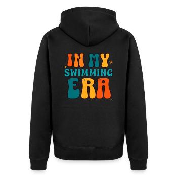 In meiner Schwimm-Ära - Schwimmen Schwimmen Schwimmbad - Unisex Premium Bio Zip Hoodie - Schwarz - Hinten - Nico (187cm)