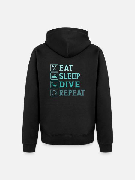 eat sleep dive repeat - Unisex Premium Organic Zip Hoodie - black