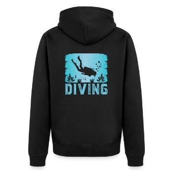 Tauchen - Unisex Premium Bio Zip Hoodie - Schwarz - Hinten - Nico (187cm)
