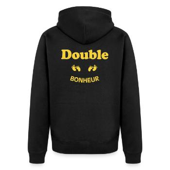 Idee Cadeau Annonce Grossesse Originale Jumeaux - Veste à capuche bio Premium Unisexe - noir - Dos - Nico (187cm)