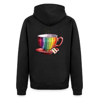 LGBTQIA+ LGBTQ LGBT Gay Pride LGBTea - Unisex Premium Bio Zip Hoodie - Schwarz - Hinten - Nico (187cm)