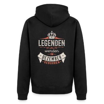 Legenden werden im Januar gebohren - Unisex Premium Bio Zip Hoodie - Schwarz - Hinten - Nico (187cm)