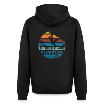 climbing on beach - Vintage - Unisex Premium Organic Zip Hoodie - black - Back - Nico (187cm)