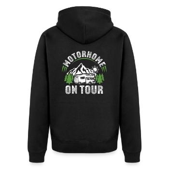 Wohnmobil auf Tour - Unisex Premium Bio Zip Hoodie - Schwarz - Hinten - Nico (187cm)