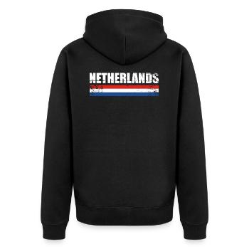 Netherlands Vintage Dutch Flag Netherlands - Unisex Premium Organic Zip Hoodie - black - Back - Nico (187cm)