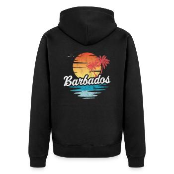 Barbados - Unisex Premium Organic Zip Hoodie - black - Back - Nico (187cm)