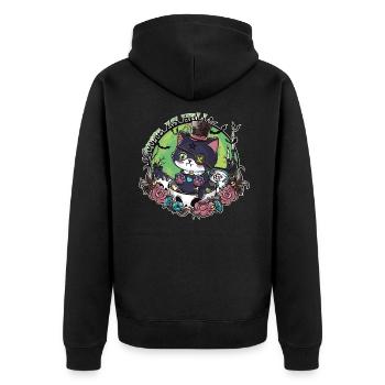 Das Erwachen von Catleman Jack - Unisex Premium Bio Zip Hoodie - Schwarz - Hinten - Nico (187cm)
