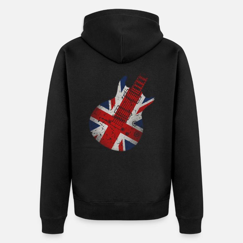 Union Jack Guitar - Unisex Premium Organic Zip Hoodie - black