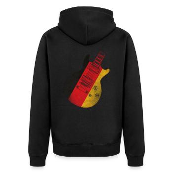 Deutsche Flagge Gitarre - Unisex Premium Bio Zip Hoodie - Schwarz - Hinten - Nico (187cm)
