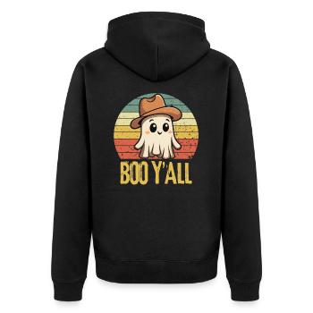 Halloween Ghost Cowboy - Unisex Premium Organic Zip Hoodie - black - Back - Nico (187cm)