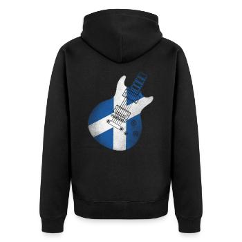 Schottland Flagge Gitarre - Unisex Premium Bio Zip Hoodie - Schwarz - Hinten - Nico (187cm)