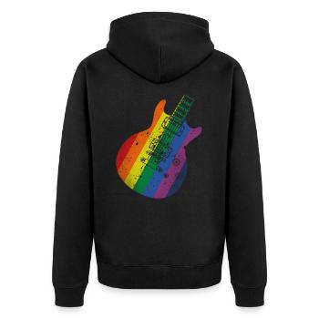 Pride Flag Gitarre - Unisex Premium Bio Zip Hoodie - Schwarz - Hinten - Nico (187cm)