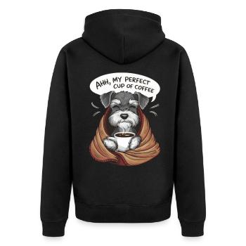 Miniature Schnauzer with blanket and coffee cup - Unisex Premium Organic Zip Hoodie - black - Back - Nico (187cm)