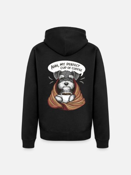 Schnauzer in miniatura con coperta e tazza da caffè - Felpa con cappuccio ecologica premium unisex - nero